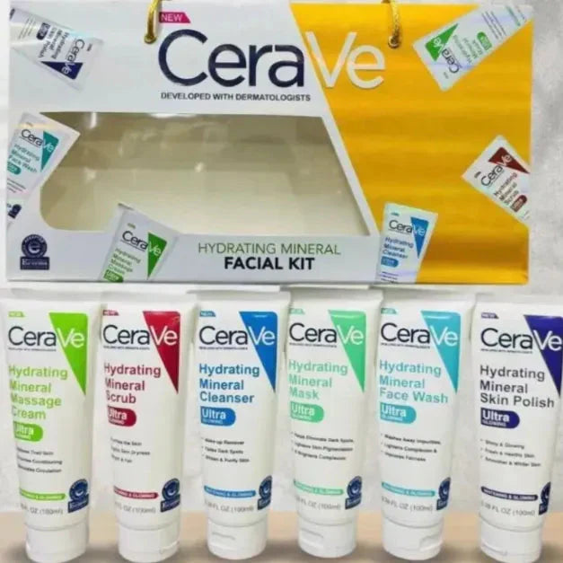 Cerave Hydrating Mineral Facial Kit 6 in 1 Complete Skincare Set - 100ml Each