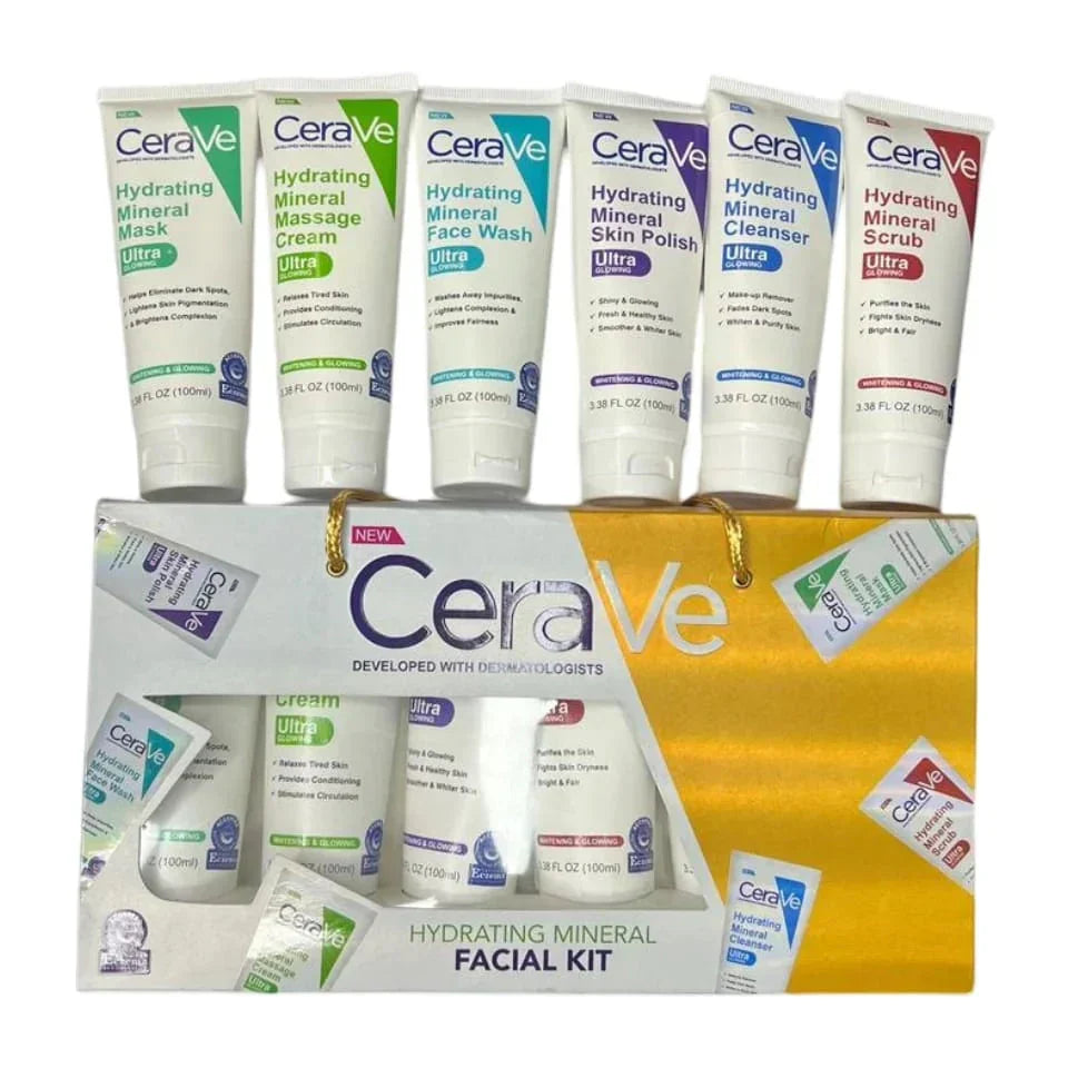 Cerave Hydrating Mineral Facial Kit 6 in 1 Complete Skincare Set - 100ml Each