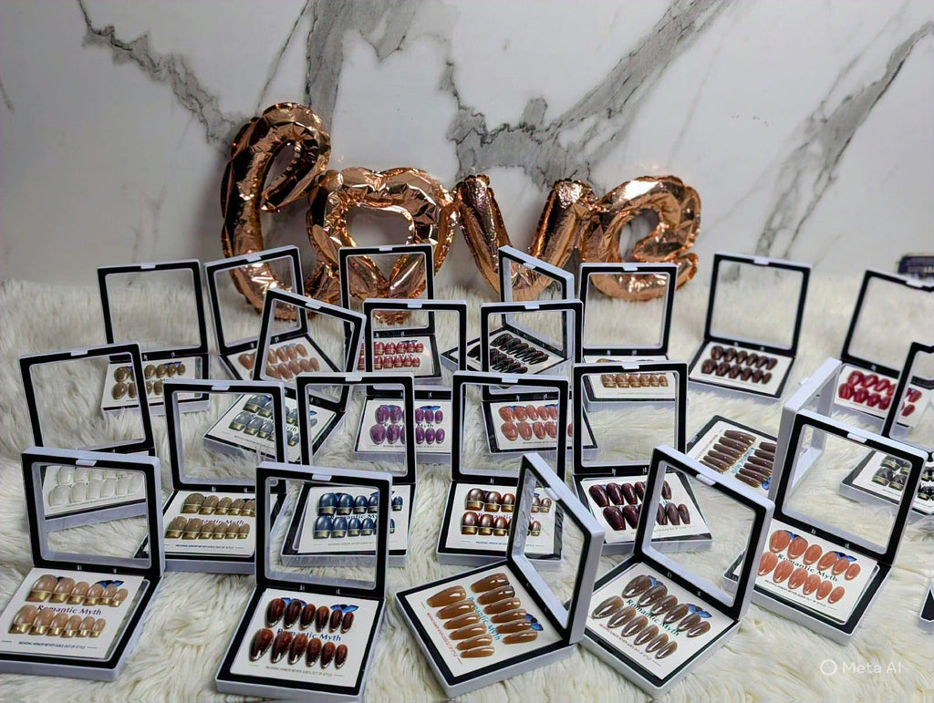 *Reusable 6 Random Design French Cat Eye Nails*