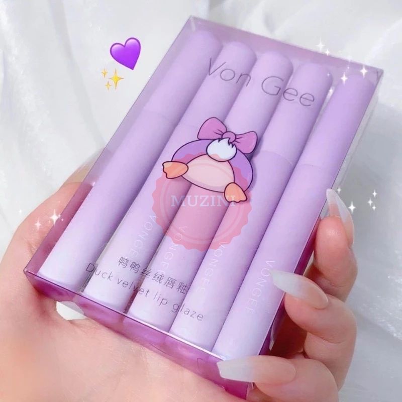 5pcs Matte Velvet Lip Gloss Set Waterproof Non-fading Lipstick Moisturizing Lip Glaze Soft Base Lip Tint Female Makeup